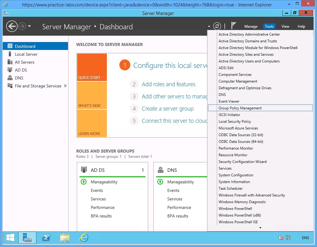 Practice Labs screenshot.